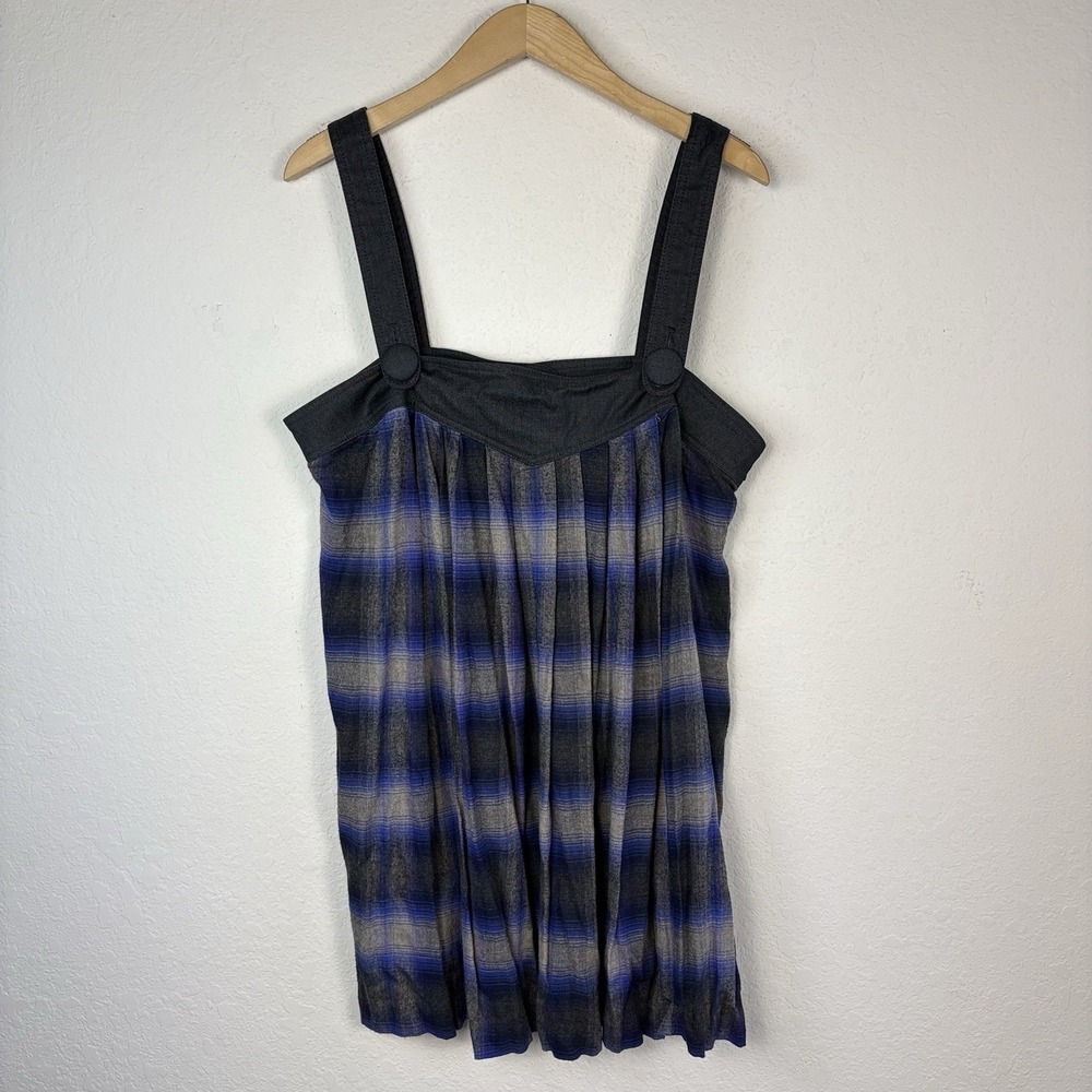 Y2K Mixit Size XL Dress Pleated Dark Academia Witchy Plaid Sleeveless Purple NWT